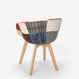 Sedia patchwork design nordico legno e tessuto cucina bar ristorante Pigeon