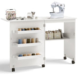 Mobiletto per Macchina da Cucire Pieghevole con 5 Ruote Piroettanti