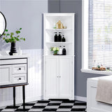 Mobile da Bagno Autoportante in Legno con 3 Ripiani Aperti Armadietto a Colonna Alto d'Angolo 163 x 60 x 43 cm