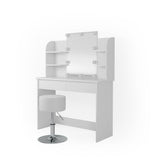 Toeletta Bianco con sgabello e illuminazione a LED