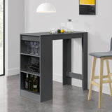 Tavolo Alto da Bar Penisola Cucina con 3 Ripiani - Grigio 110 x 50 x 103 cm 