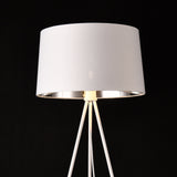 Lampada da Terra in Stile Treppiedi Paralume in Tessuto E27 60W Bianco