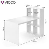  Vicco Scrivania Emir bianca Tavolo per computer con ripiano Armadio Divisorio