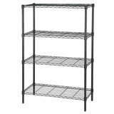 Scaffale 4 Ripiani in Acciaio Cromato Nero Mobile Libreria Multiuso