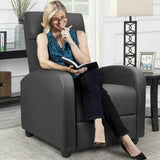 Poltrona Reclinabile Push-Back Manuale Anziani Imbottita Relax Casa Pelle Grigio