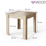 Tavolo da cucina Namos 80x80cm sonoma piccolo quadrato Vicco