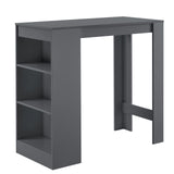 Tavolo Alto da Bar 110 x 50 x 103 cm Penisola Cucina con 3 Ripiani - Grigio