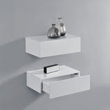 Mensola con Cassetto Pensile Parete Cassettiera Bianco Lucido