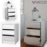 Comodino Armadio da camera da letto Sherry 3 cassetti Tavolino da servizio Vicco