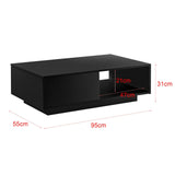 Tavolino Basso da caffè con Cassetto e Ripiano x Salotto 95 x 55 x 31 cm Nero