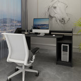 Scrivania per computer tavolo nero ufficio mobile con cassetto ripiani 180 cm