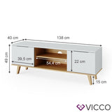 Credenza bassa TV Tavolo TV NEPTUNE Credenza bianco Scandinavo Rovere Vicco