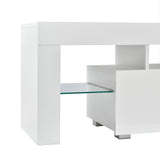 Mobile Porta TV con Illuminazione LED Supporto TV con Cassetto e Ripiani Bianco