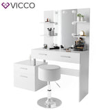 Tavolo cosmetico da trucco make-up specchio Sgabello + LED Bianco Maria Vicco