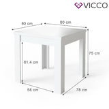 Tavolo da cucina Namos 80x80cm bianco piccolo quadrato Vicco