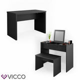 Vicco Sgabello per toeletta panchina Panca Cassettiera Specchio 70 cm Nero