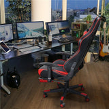 Sedia Gaming Poltrona Ufficio Ergonomica con Poggiapiedi Reclinabile 180° Nera