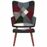 Poltrona Patchwork Chic Sedia Sgabello Poggiapiedi Legno Multicolore