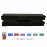 Mobile TV Porta Televisore con Luci LED Telecomando Design Moderno 3 Ante Nero