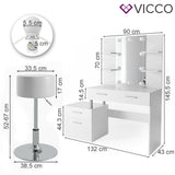 Tavolo cosmetico da trucco make-up specchio Sgabello + LED Bianco Maria Vicco