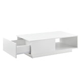 Tavolino da caffè con Cassetto e Ripiano Tavolino da Salotto 95x55x31 cm Bianco