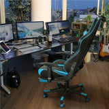 Sedia Gaming Poltrona Ufficio Ergonomica con Poggiapiedi Reclinabile 180° Nera