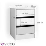 Comodino Armadio da camera da letto Sherry 3 cassetti Tavolino da servizio Vicco