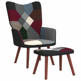 Poltrona Patchwork Chic Sedia Sgabello Poggiapiedi Legno Multicolore