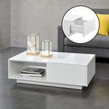 Tavolino da caffè con Cassetto e Ripiano Tavolino da Salotto 95x55x31 cm Bianco