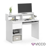 Vicco Scrivania Tavolo per ufficio Tavolo lavoro Keno bianco Tavolo per computer