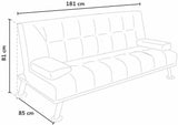 Divano letto moderno a 3 posti reclinabile in ecopelle alta qualità 3 posti marrone