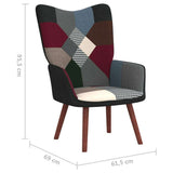 Poltrona Patchwork Chic Sedia Sgabello Poggiapiedi Legno Multicolore