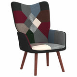 Poltrona Patchwork Chic Sedia Sgabello Poggiapiedi Legno Multicolore