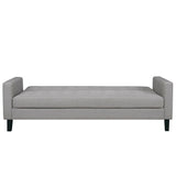 Divano Letto Clic Clac 3 Posti Tessuto Imbottito Braccioli Grigio Chiaro