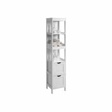 Mobile Alto da Bagno, Armadietto da Bagno con 2 Cassetti e 3 Scomparti Aperti,