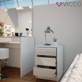 Comodino Armadio da camera da letto Sherry 3 cassetti Tavolino da servizio Vicco