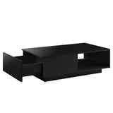 Tavolino Basso da caffè con Cassetto e Ripiano x Salotto 95 x 55 x 31 cm Nero