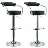 Set Sgabelli Cucina Seduta Pelle Imbottita Sgabello con Braccioli Casa Bar Nero