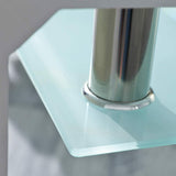 Tavolino Metallo, Vetro Bianco, Cromo Trasparente 100x60x45 h cm.