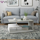 Tavolino da Divano Tavolino da Salotto Bianco Cemento Guillermo 91x52