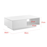 Tavolino da caffè con Cassetto e Ripiano Tavolino da Salotto 95x55x31 cm Bianco