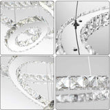 Lampadario Lampada Sospensione 70cm Cerchi LED Moderno Cristallo Telecomando