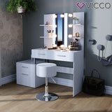 Tavolo cosmetico da trucco make-up specchio Sgabello + LED Bianco Maria Vicco