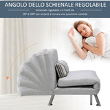 Poltrona Letto Singolo in Ferro e Cotone con Cuscino
