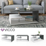Vicco Tavolino da divano Guillermo Tavolino da salotto bianco antracite 91x52