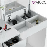 Vicco Toeletta da trucco Lotos bianco Toilette Toeletta make-up 4 cassetti Casse con panchina