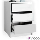 Comodino Armadio da camera da letto Sherry 3 cassetti Tavolino da servizio Vicco