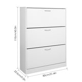 Scarpiera Portascarpe con 3 Ante a Ribalta per Ingresso Corridoio Bianco