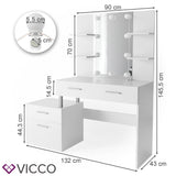 Tavolo cosmetico da trucco make-up specchio + LED Bianco Maria Vicco