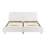 Letto Imbottito Doppio Telaio Rete a Doghe Similpelle Bianco